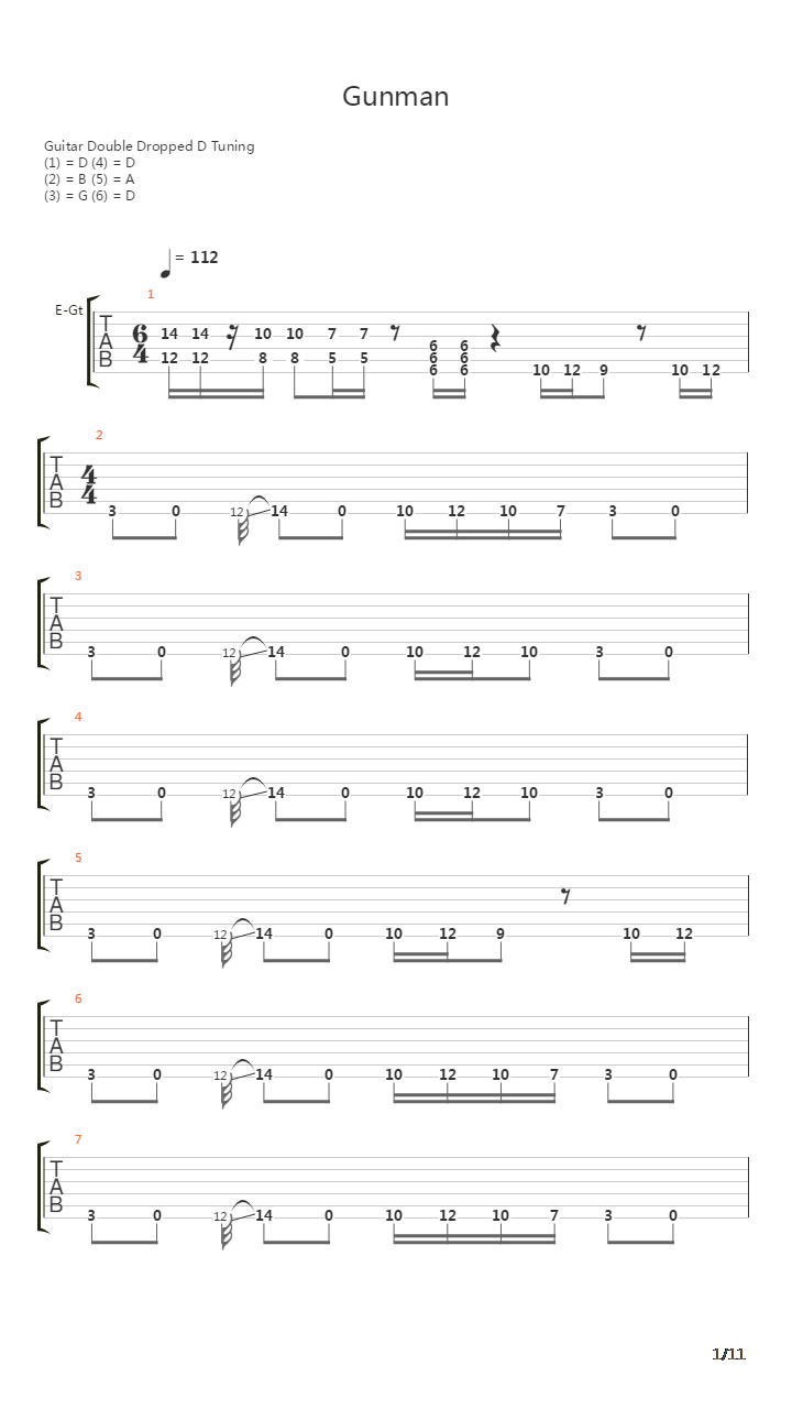 Gunman吉他谱