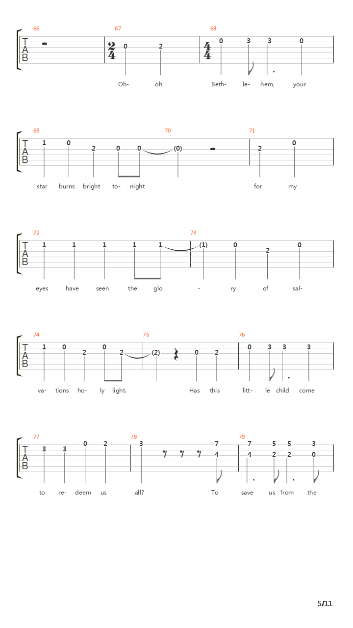 Bethlehem吉他谱