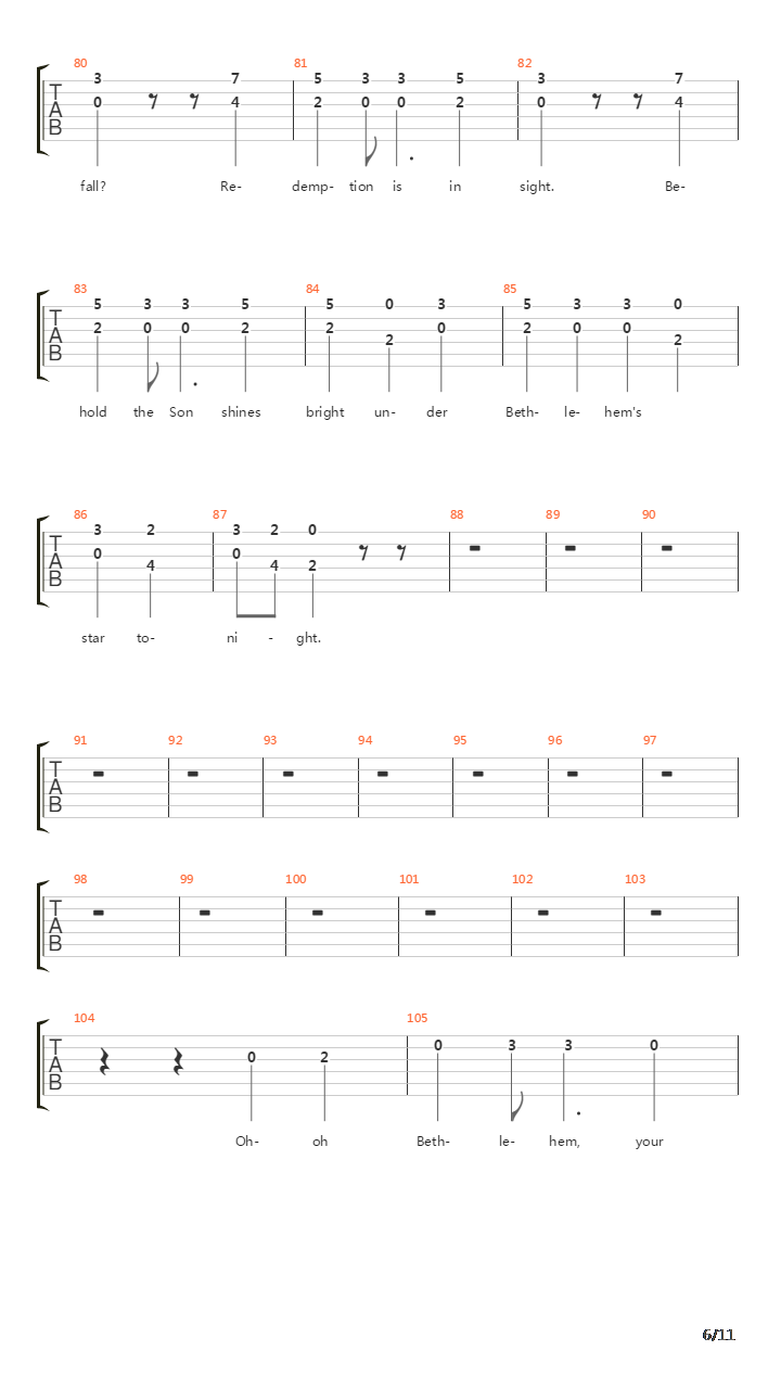 Bethlehem吉他谱