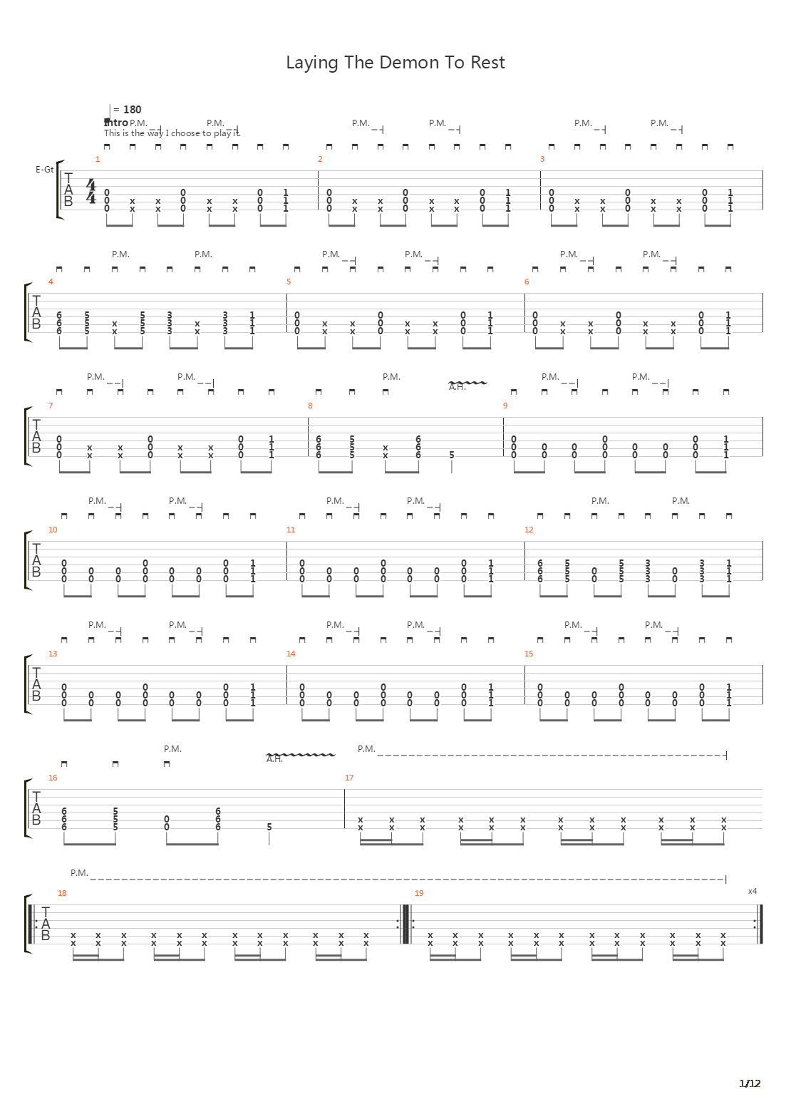 Laying The Demon To Rest吉他谱