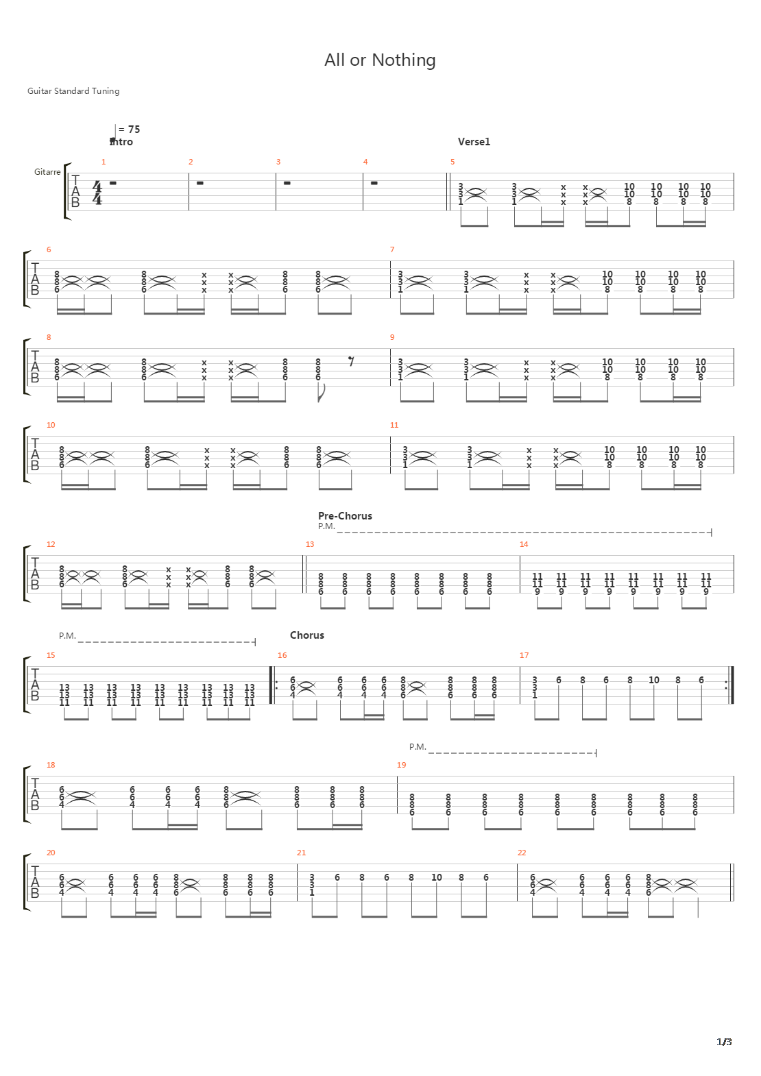 All Or Nothing吉他谱