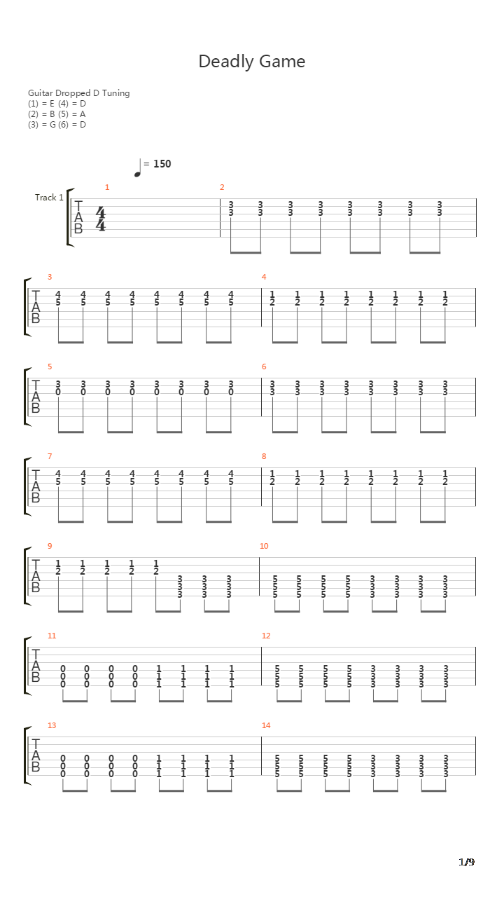 Deadly Game吉他谱