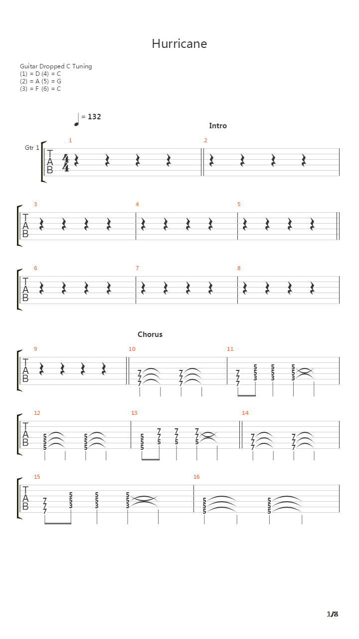 Hurricane吉他谱