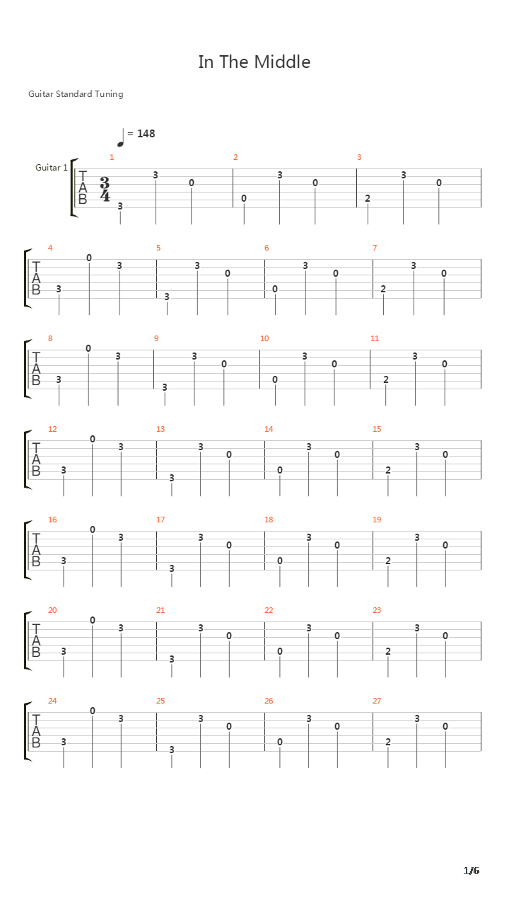 In The Middle吉他谱