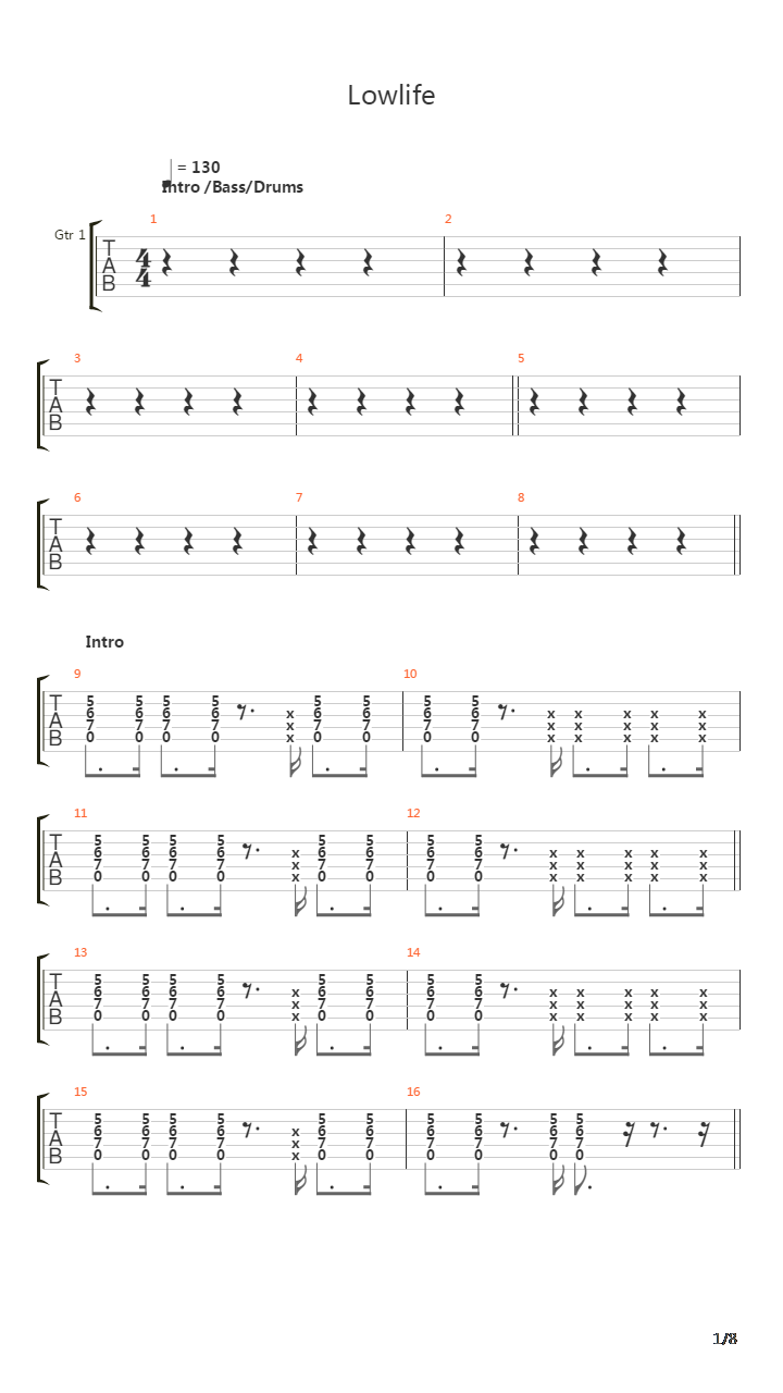 Lowlife吉他谱