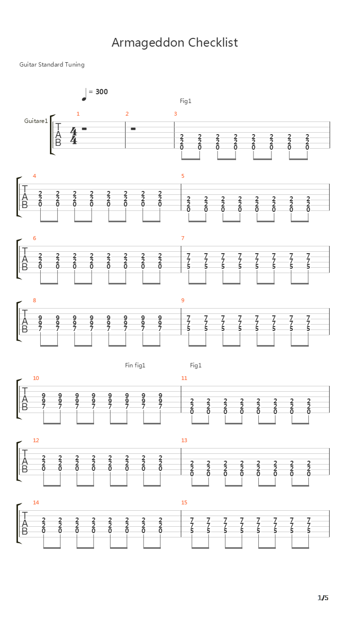 Armageddon Checklist吉他谱