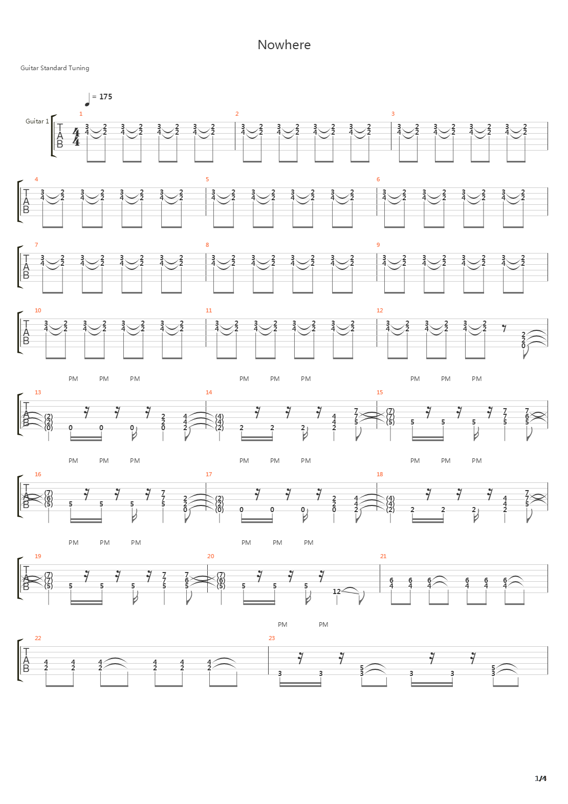 Nowhere吉他谱