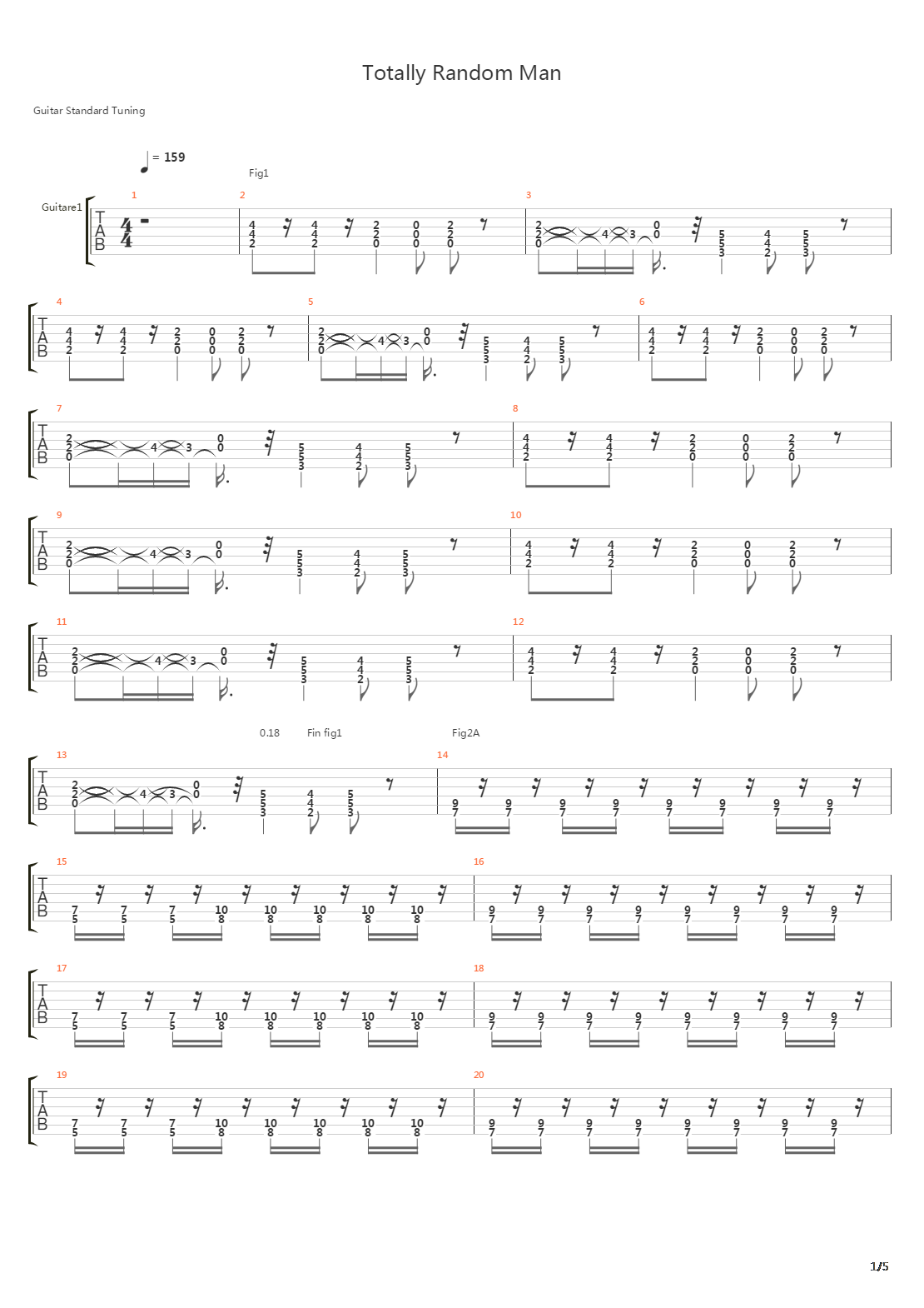 Totally Random Man吉他谱