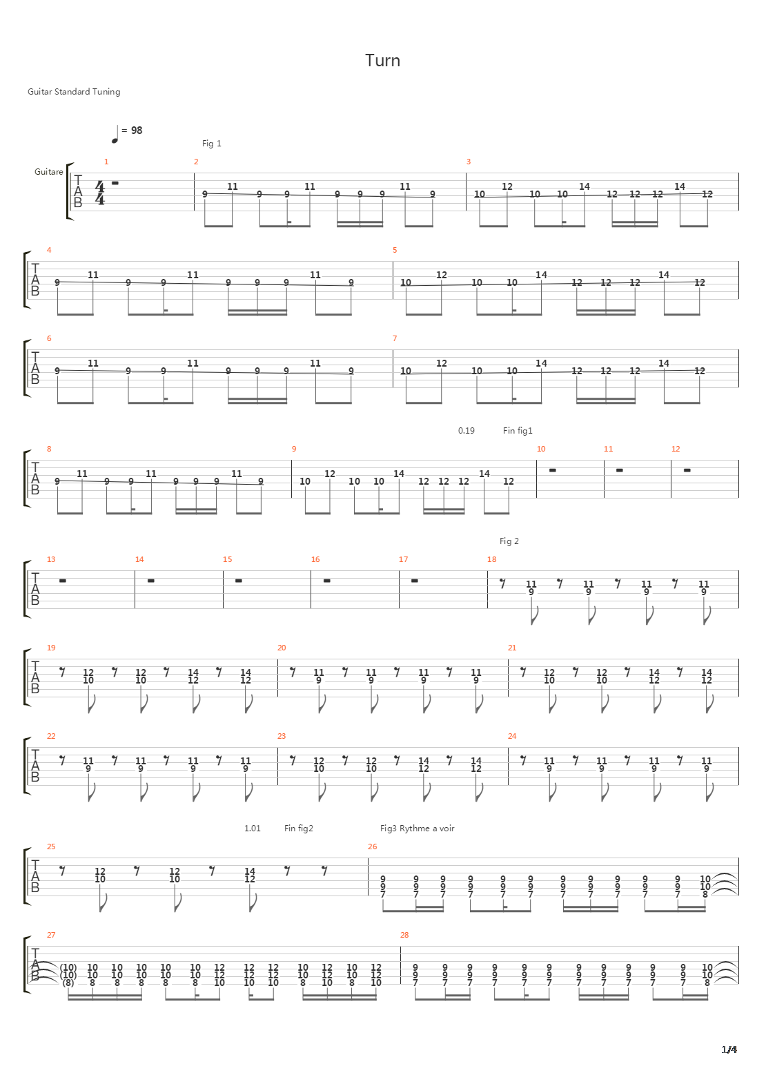 Turn吉他谱