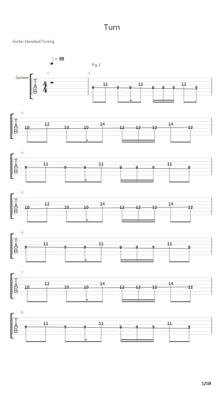 Turn吉他谱