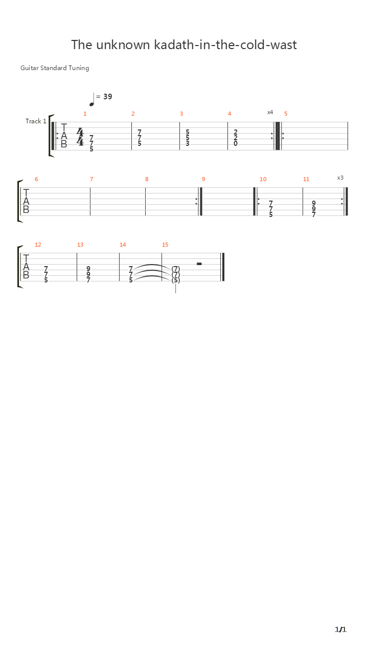 The Unknown Kadath In The Cold Waste吉他谱