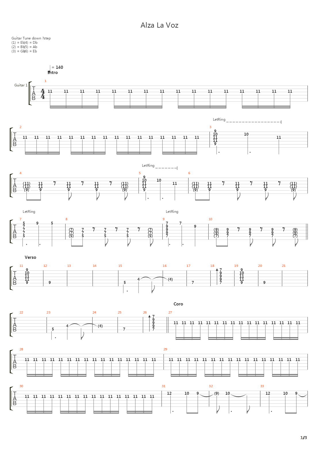Alza La Voz吉他谱