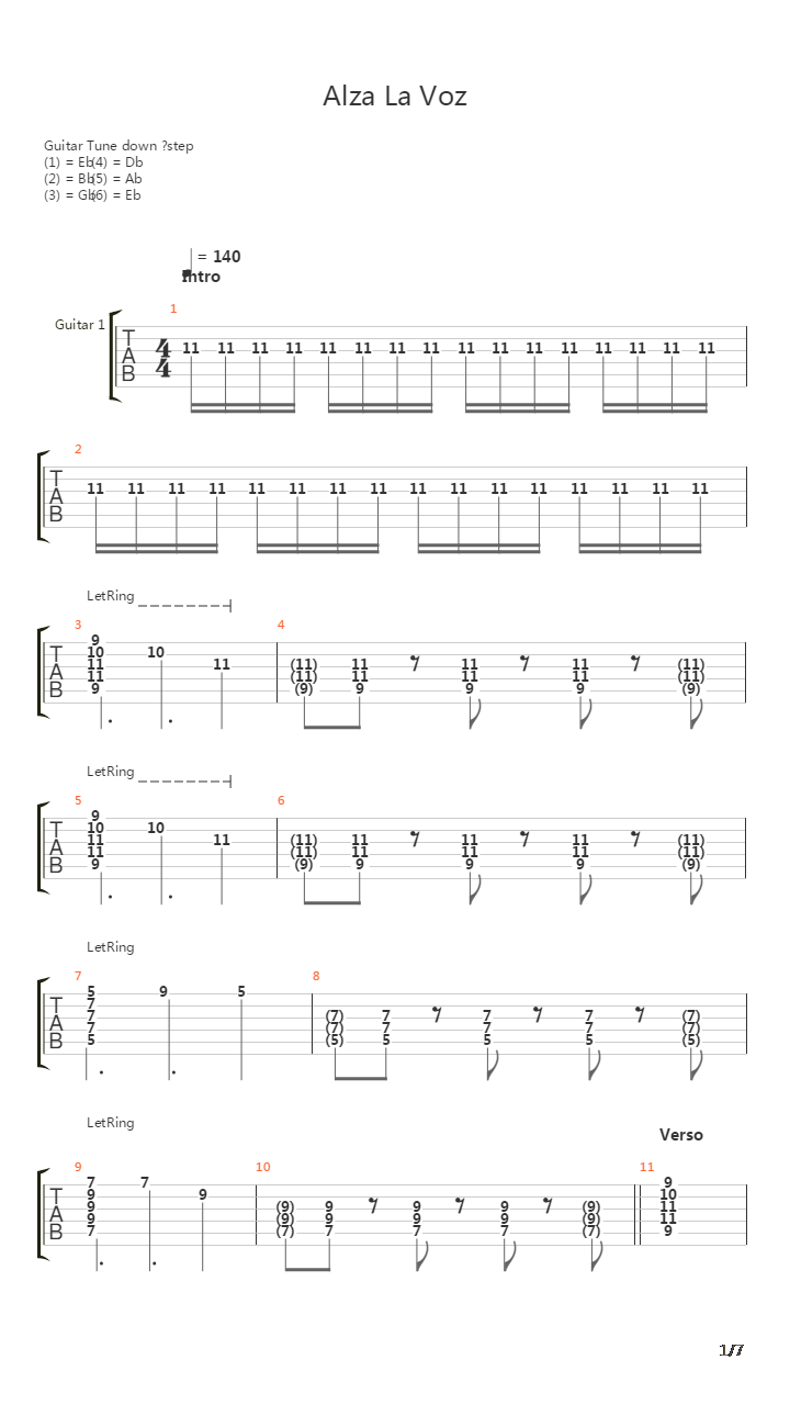 Alza La Voz吉他谱