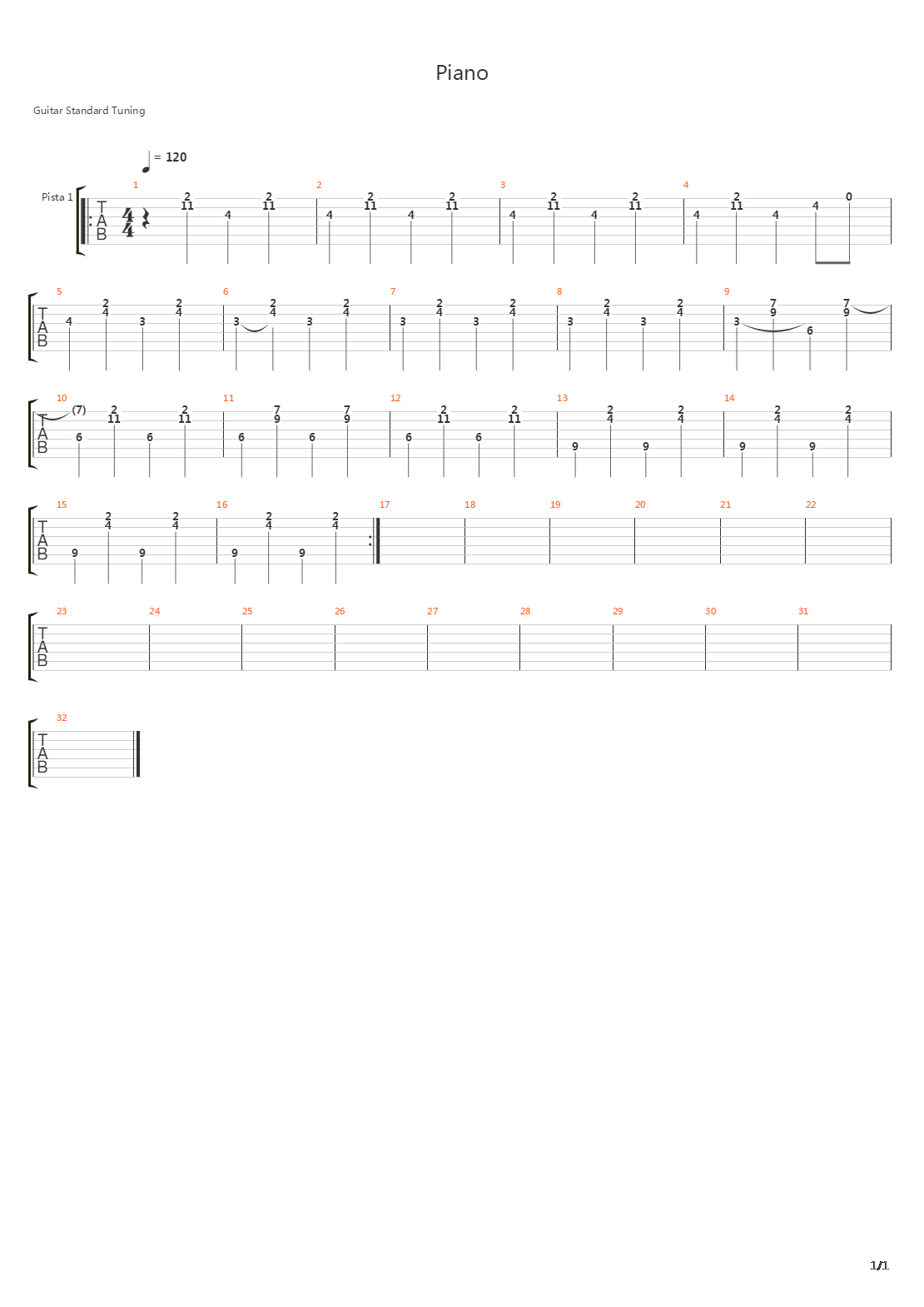 Piano吉他谱