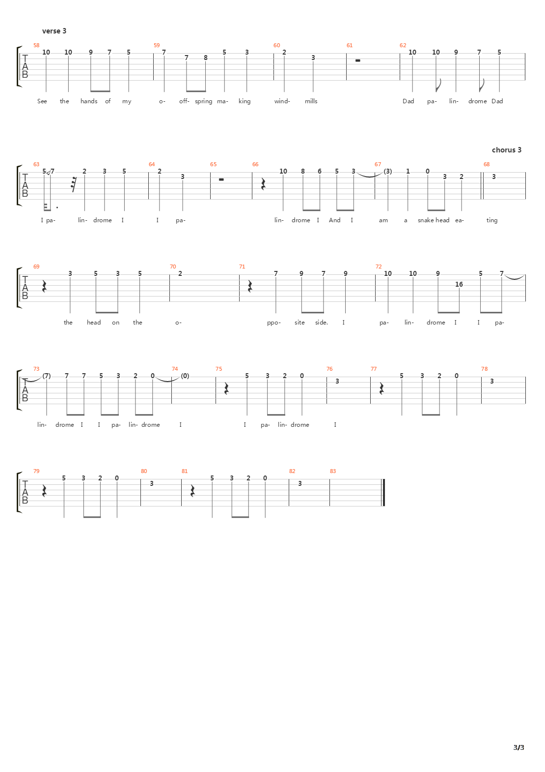 I Palindrome I吉他谱
