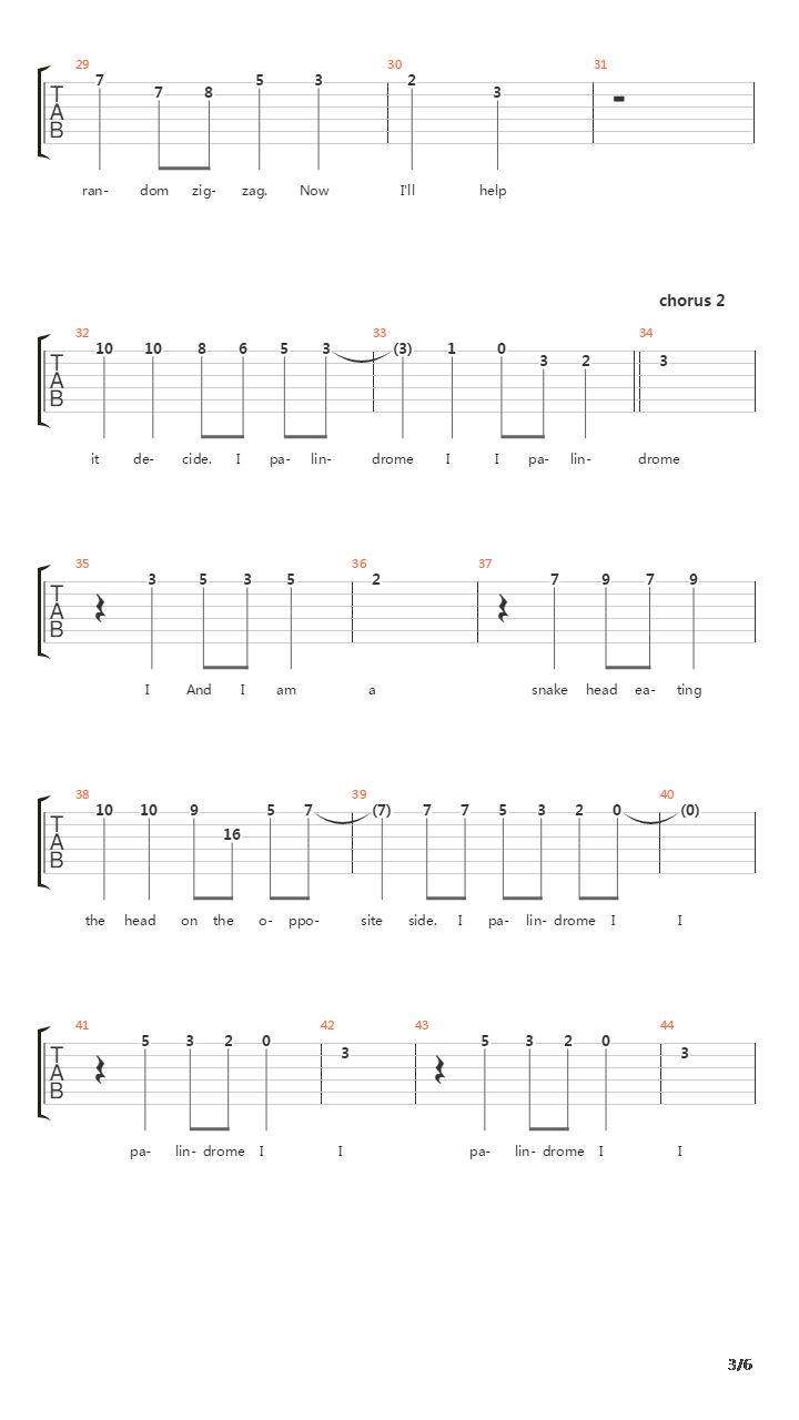 I Palindrome I吉他谱