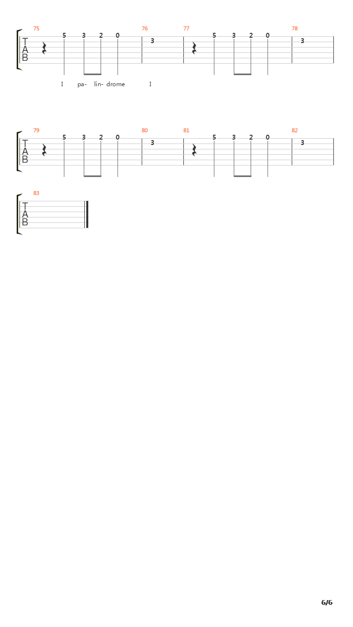 I Palindrome I吉他谱