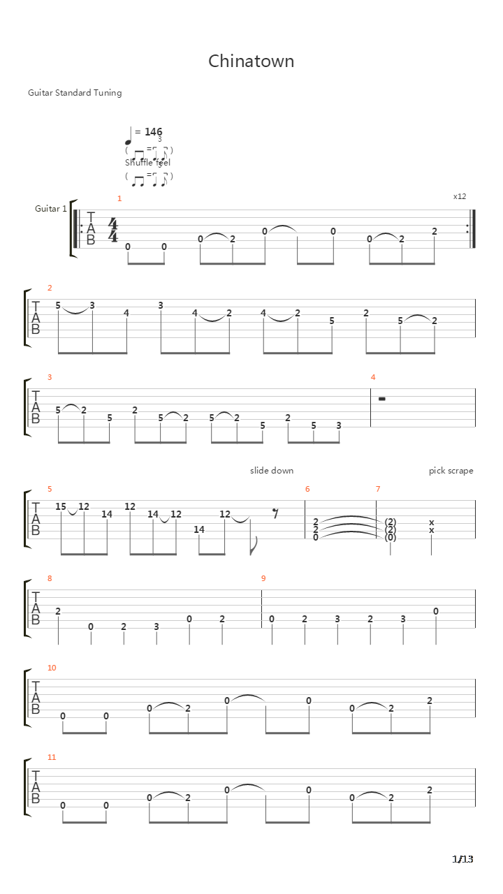 Chinatown吉他谱