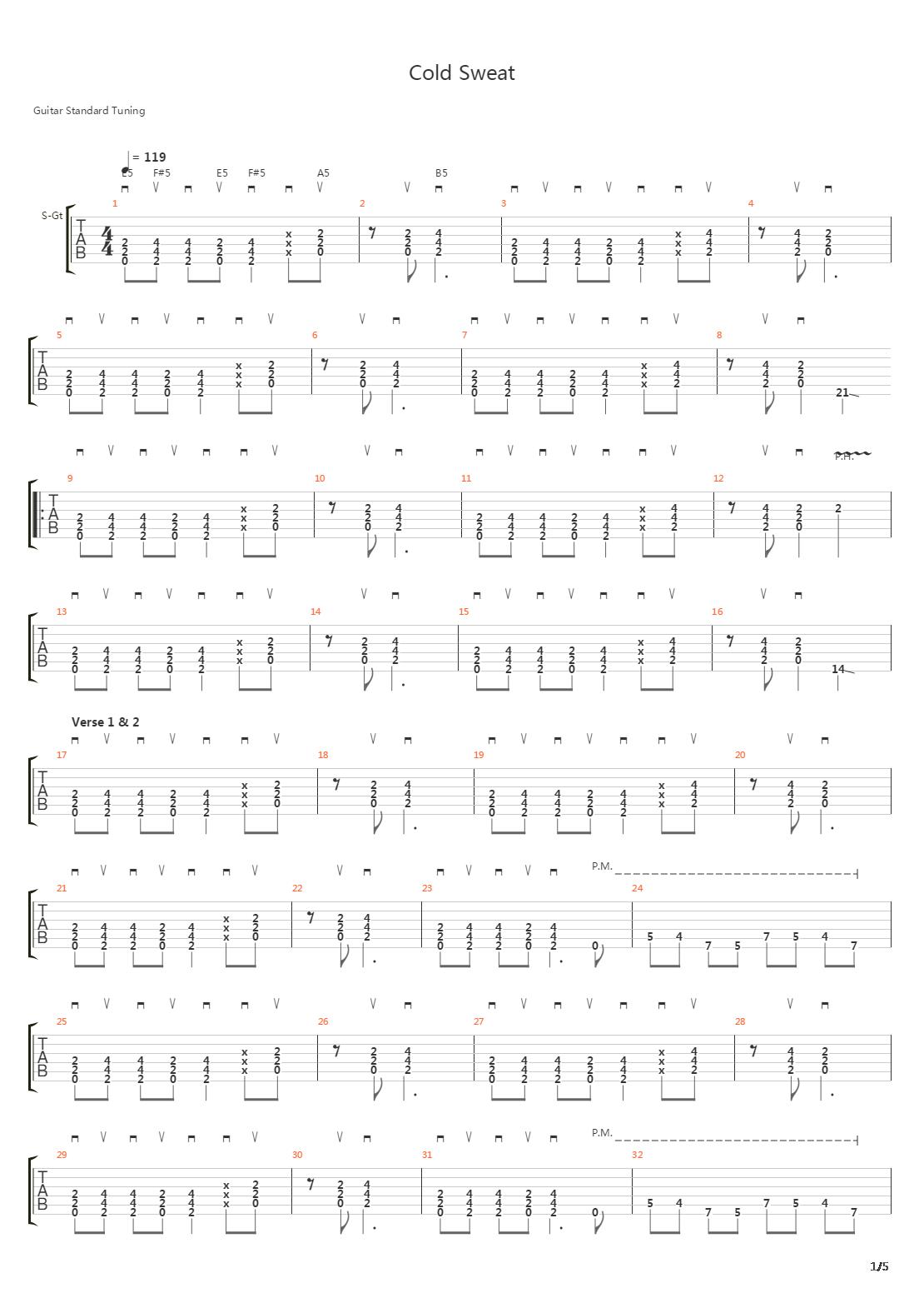Cold Sweat吉他谱