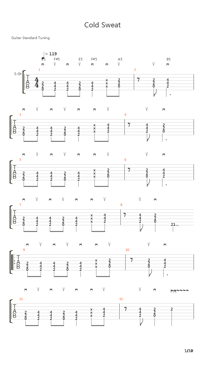 Cold Sweat吉他谱