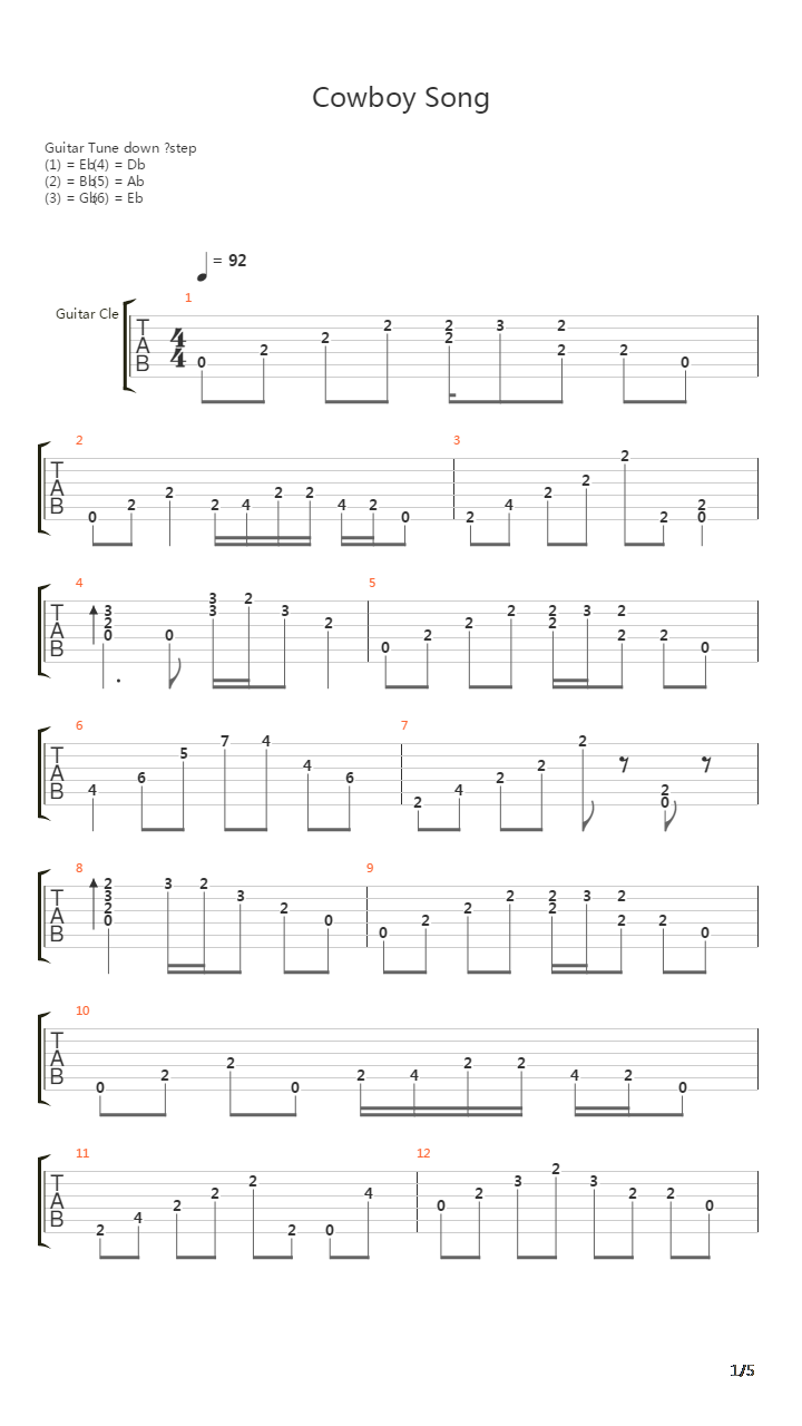 Cowboy Song吉他谱
