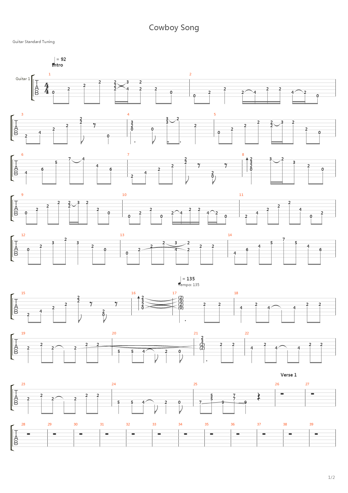 Cowboy Song吉他谱