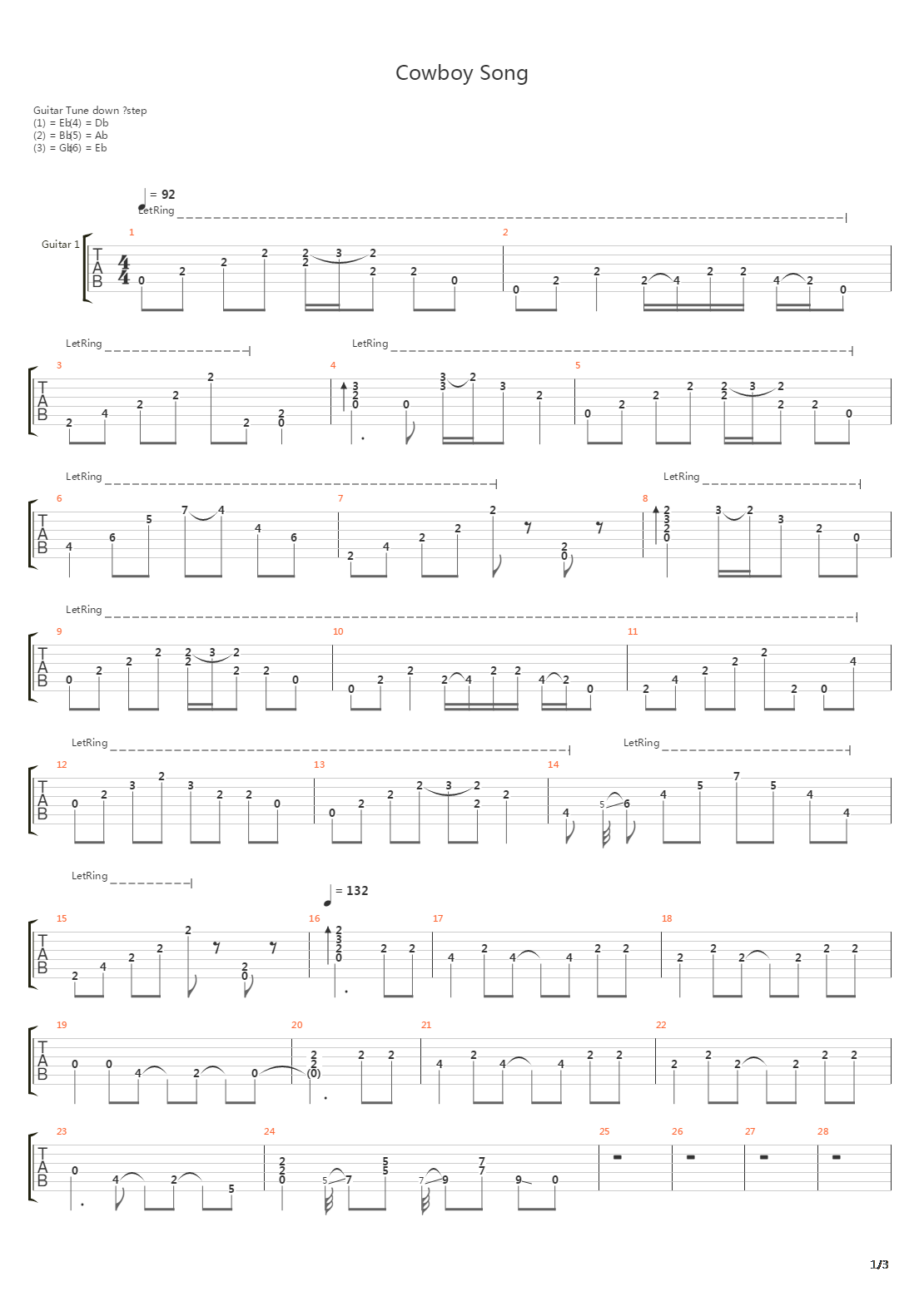 Cowboy Song吉他谱