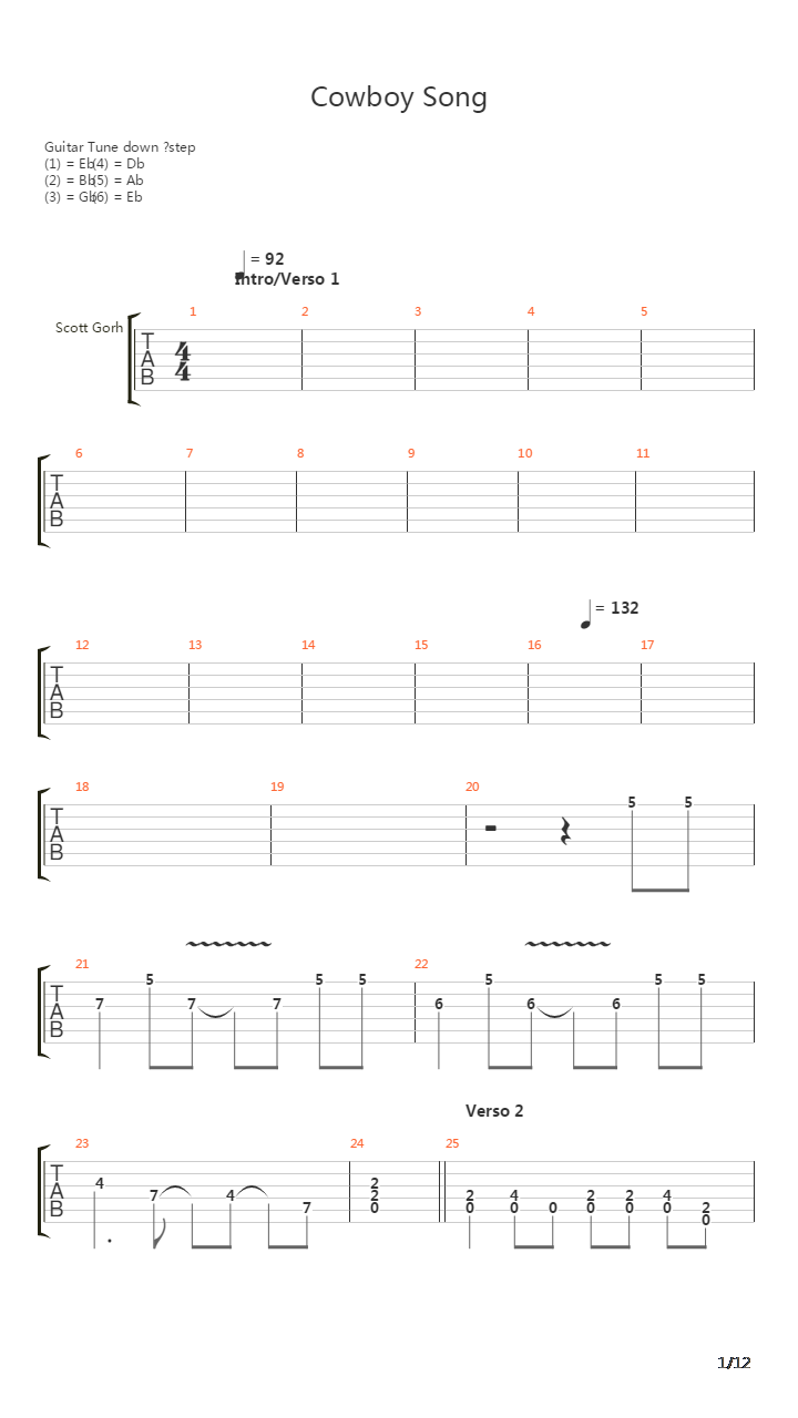 Cowboy Song吉他谱