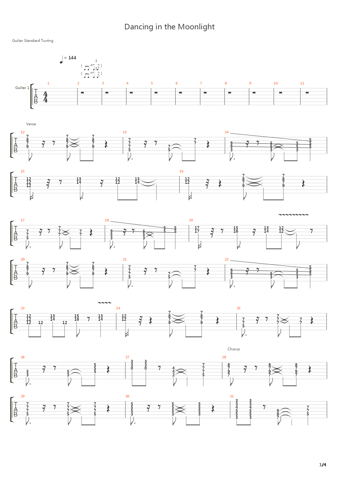 Dancing In The Moonlight吉他谱