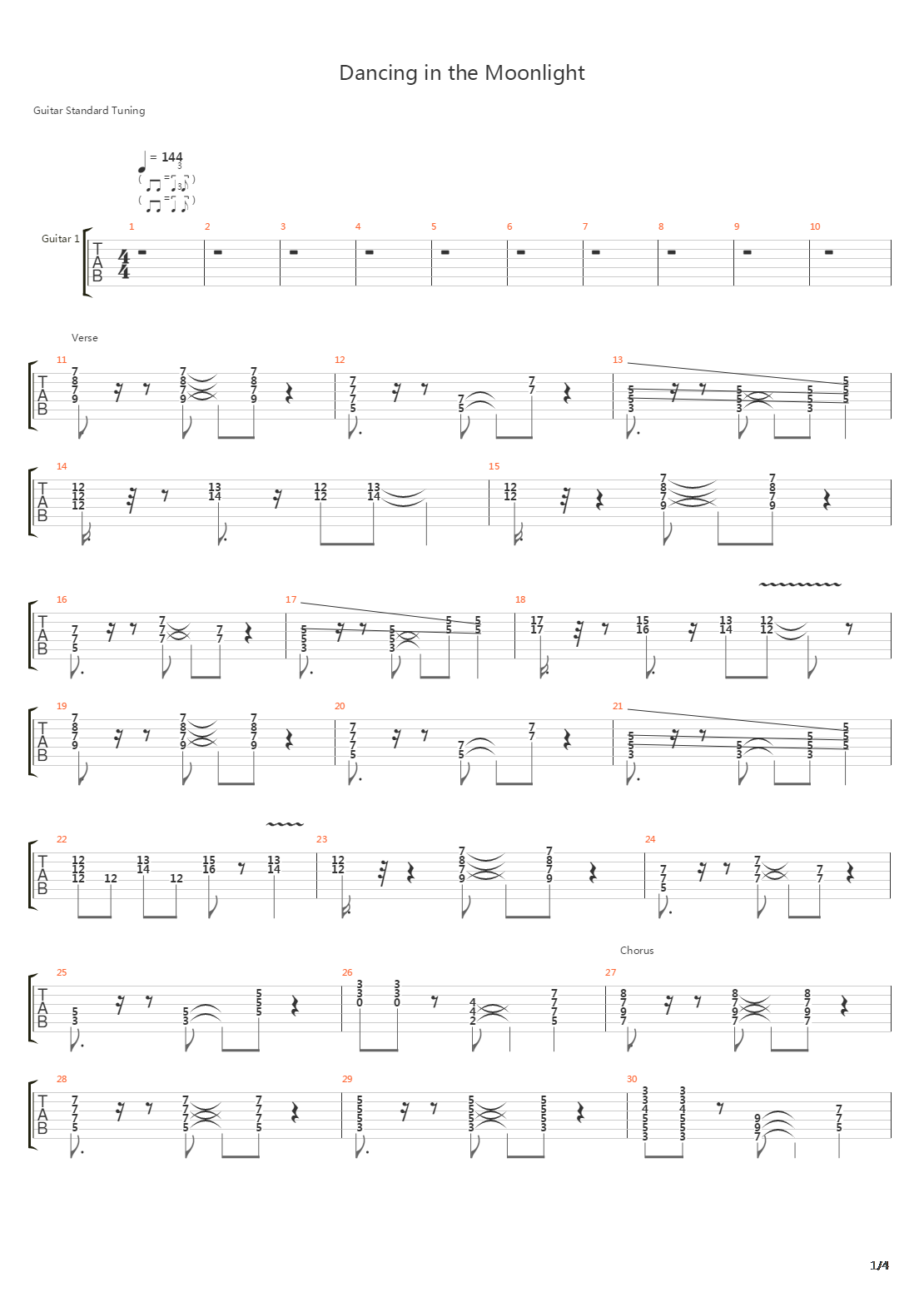 Dancing In The Moonlight吉他谱