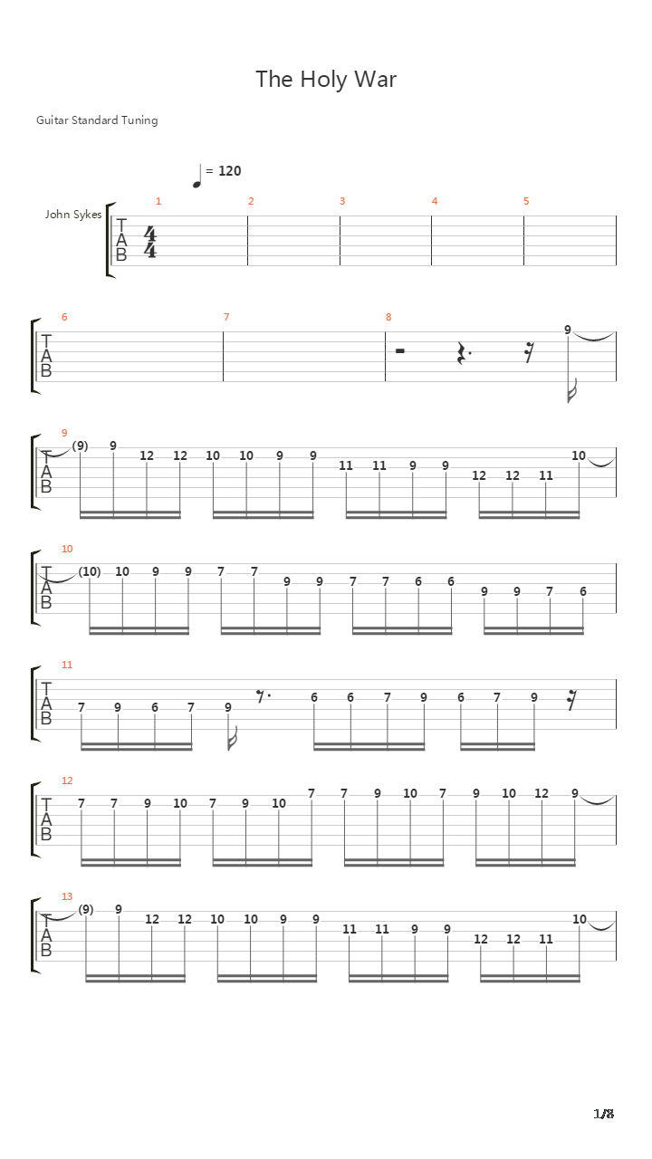Holy War吉他谱