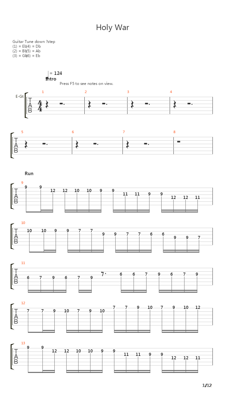 Holy War吉他谱