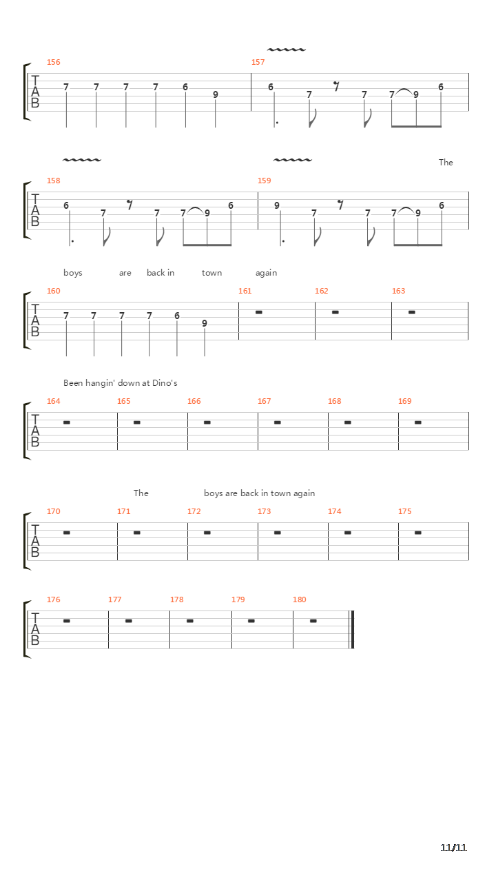 The Boys Are Back In Town吉他谱