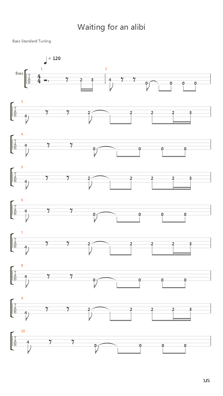 Waiting For An Alibi吉他谱