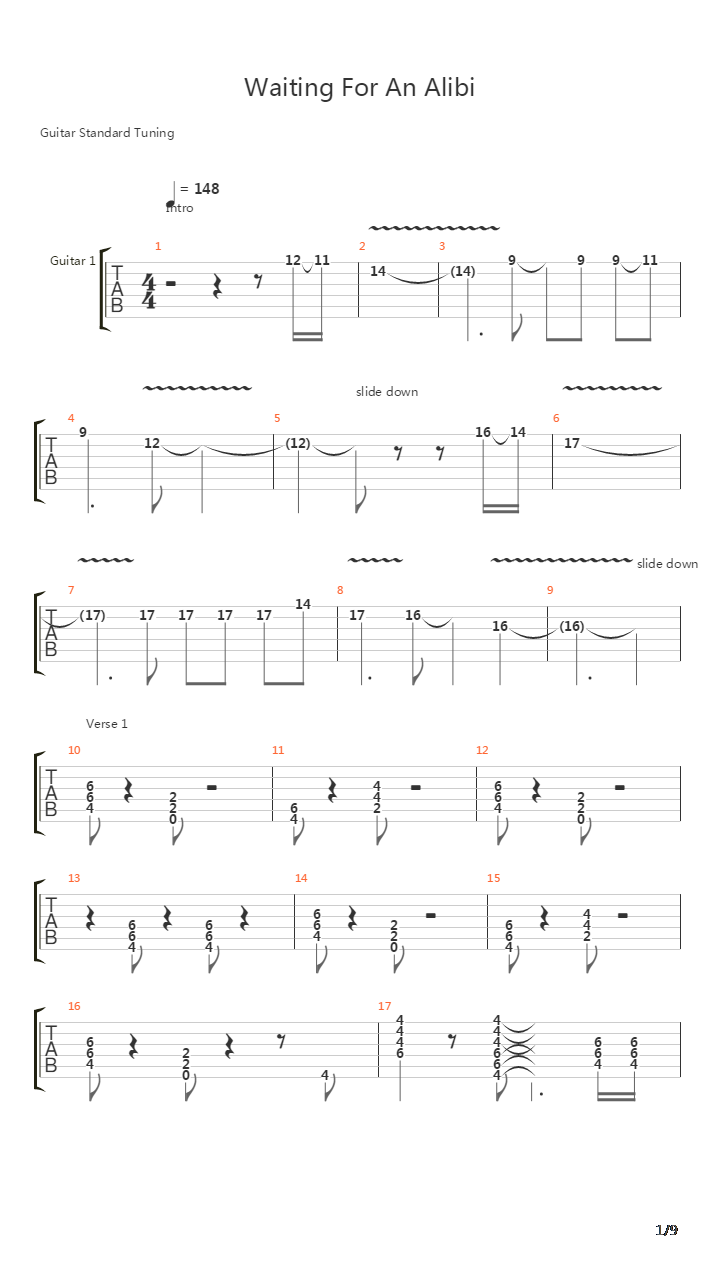 Waiting For An Alibi吉他谱