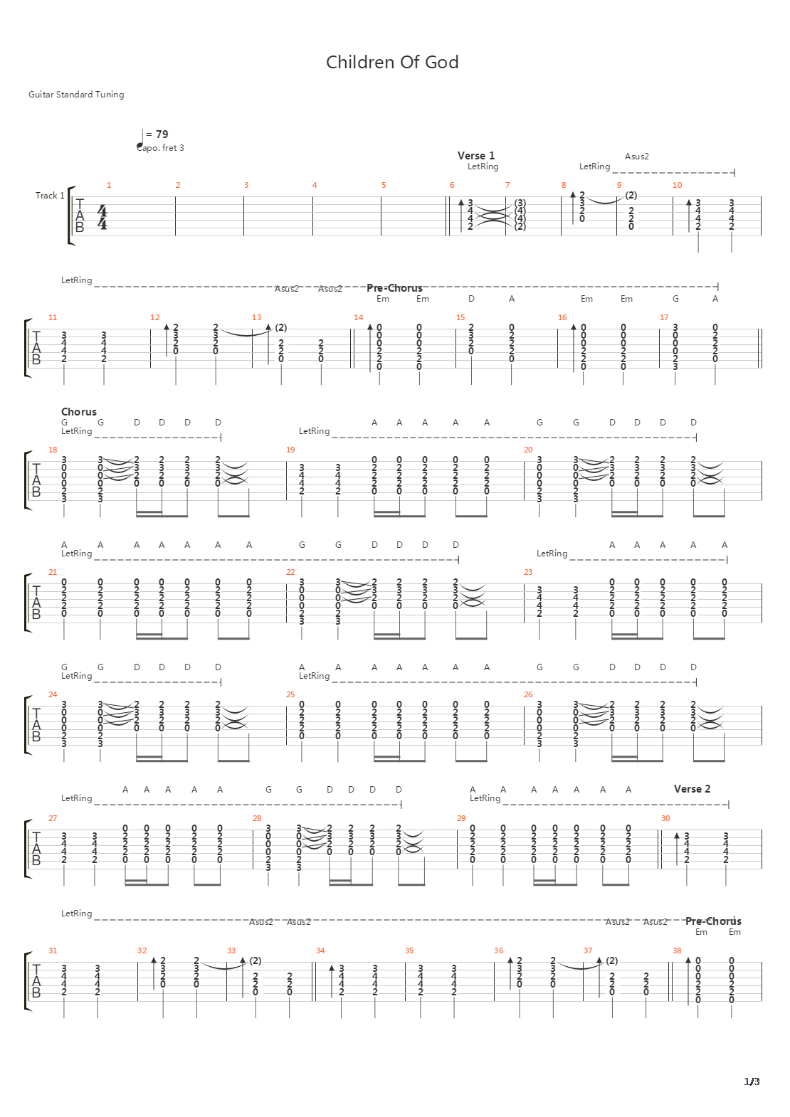 Children Of God吉他谱