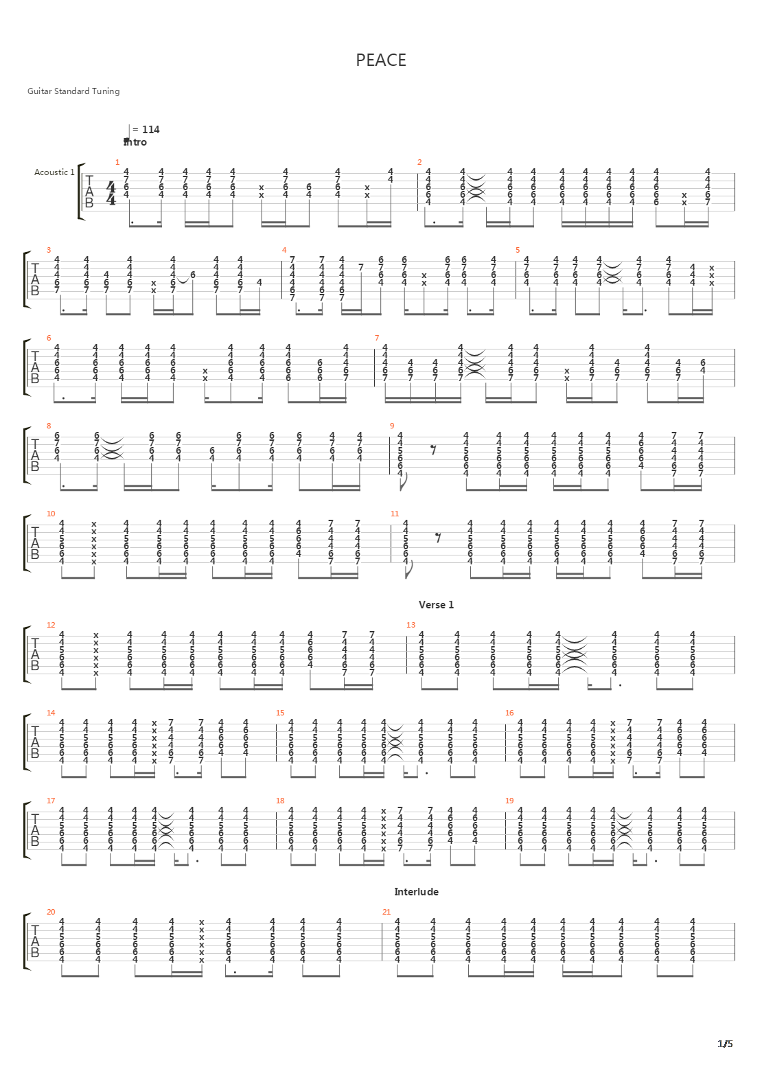 Peace吉他谱