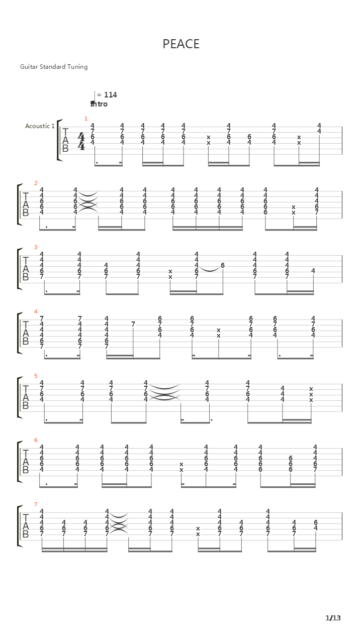 Peace吉他谱