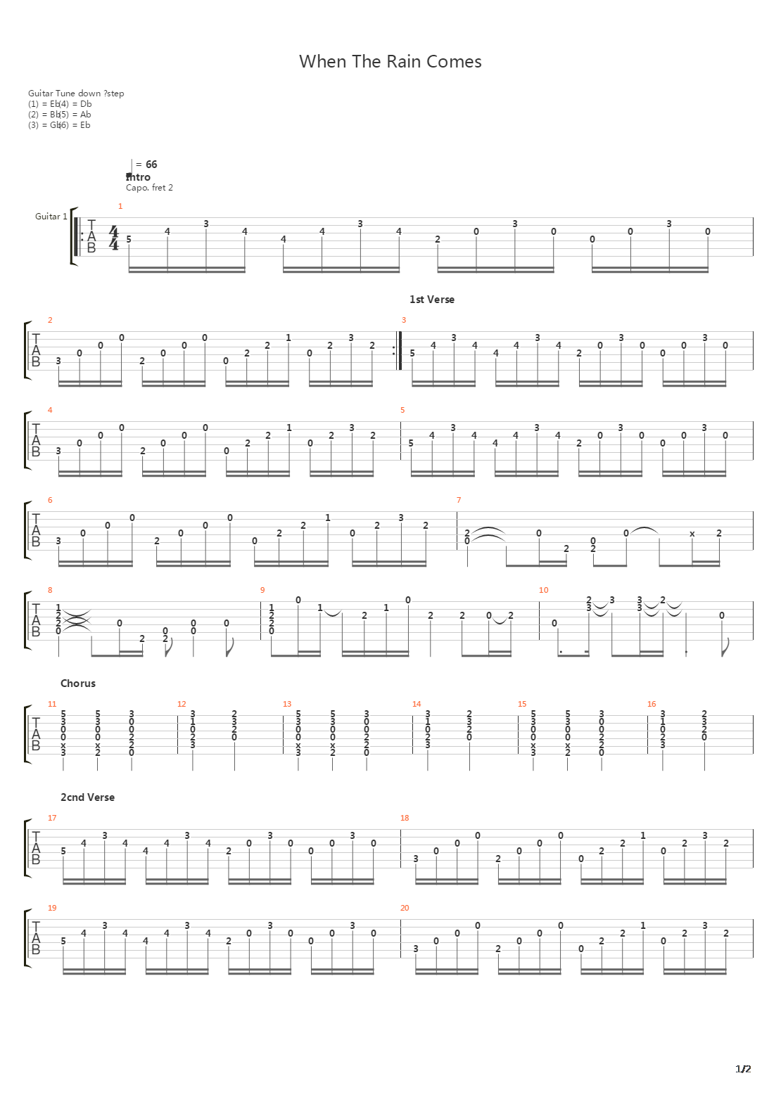 When The Rain Comes吉他谱