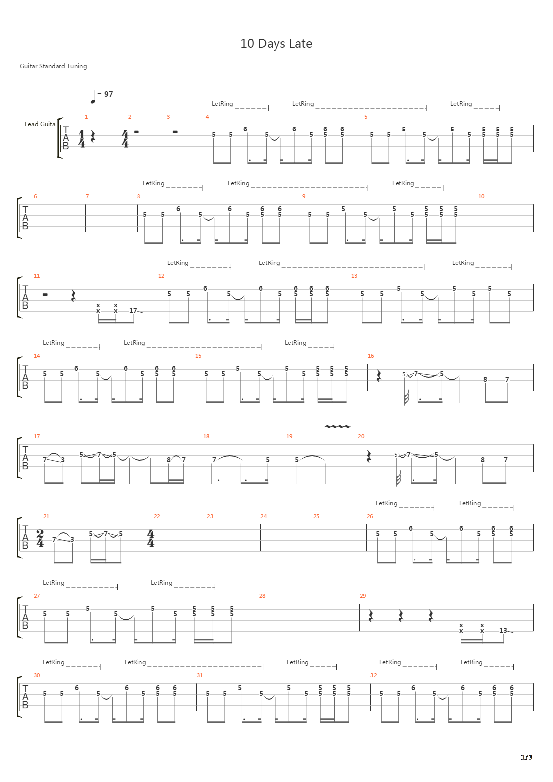 10 Days Late吉他谱