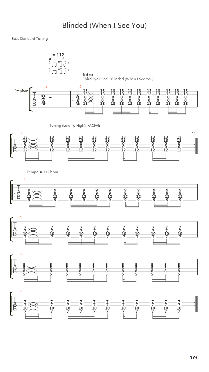 Blinded When I See You吉他谱