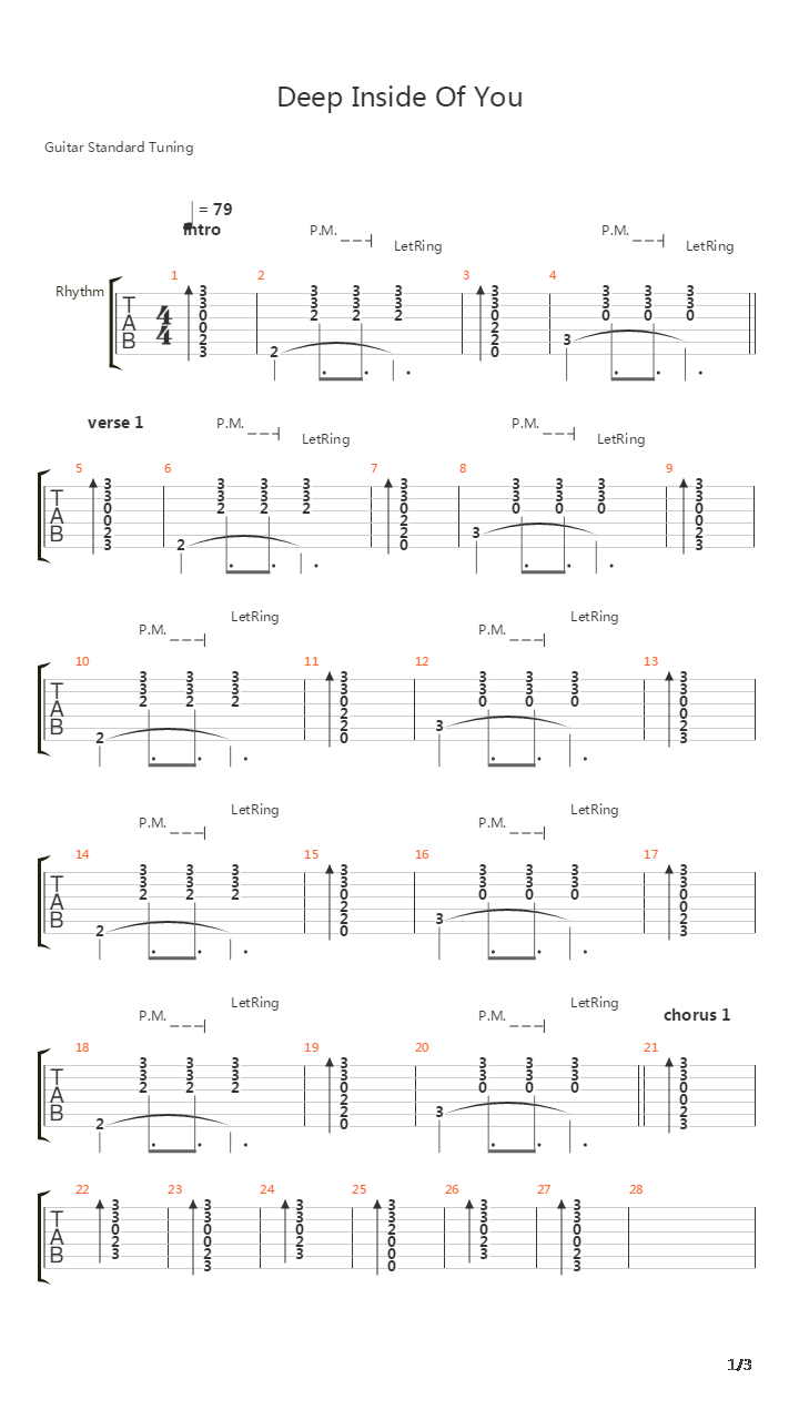 Deep Inside Of You吉他谱