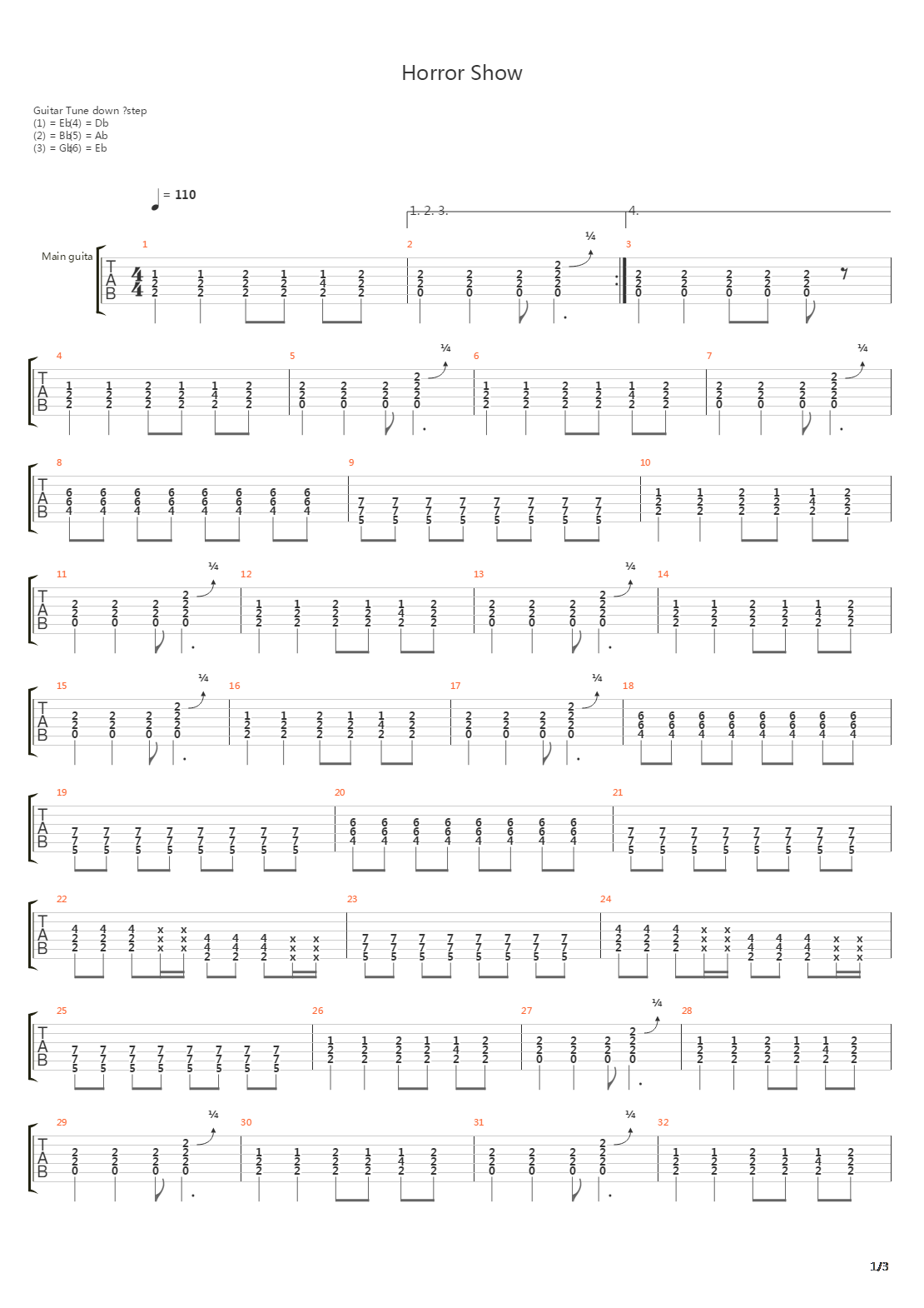 Horror Show吉他谱