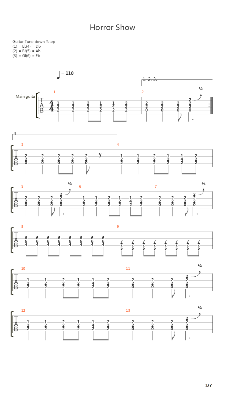 Horror Show吉他谱