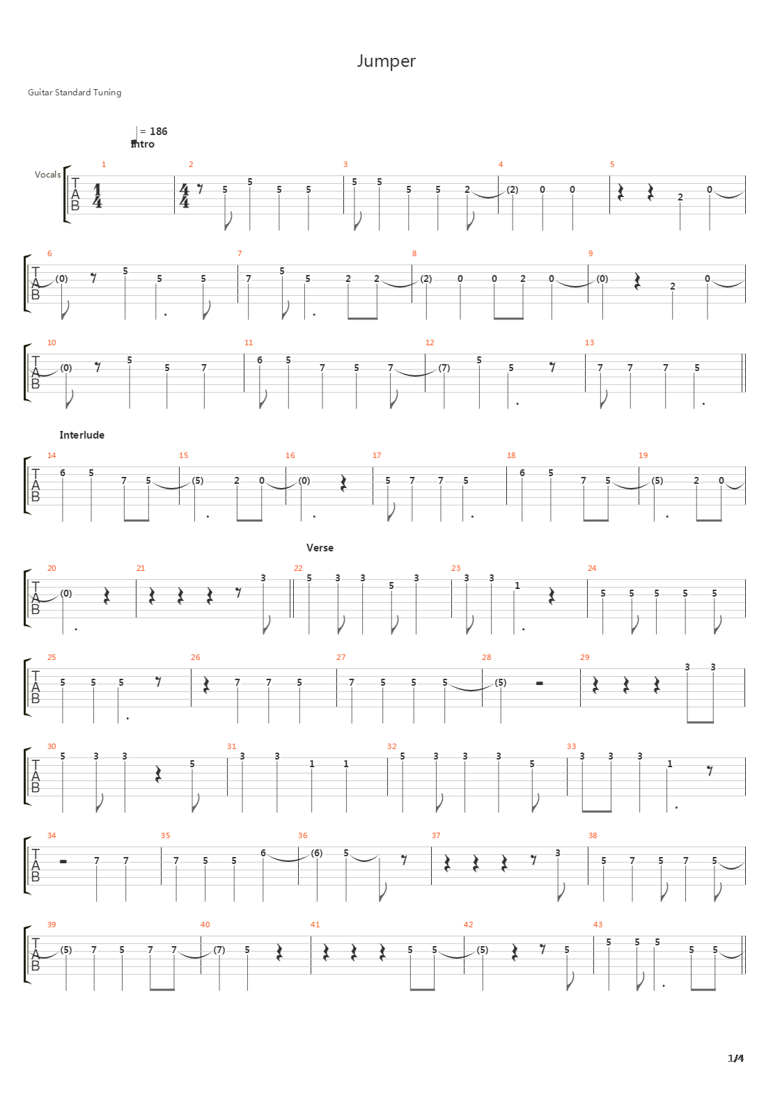 Jumper吉他谱