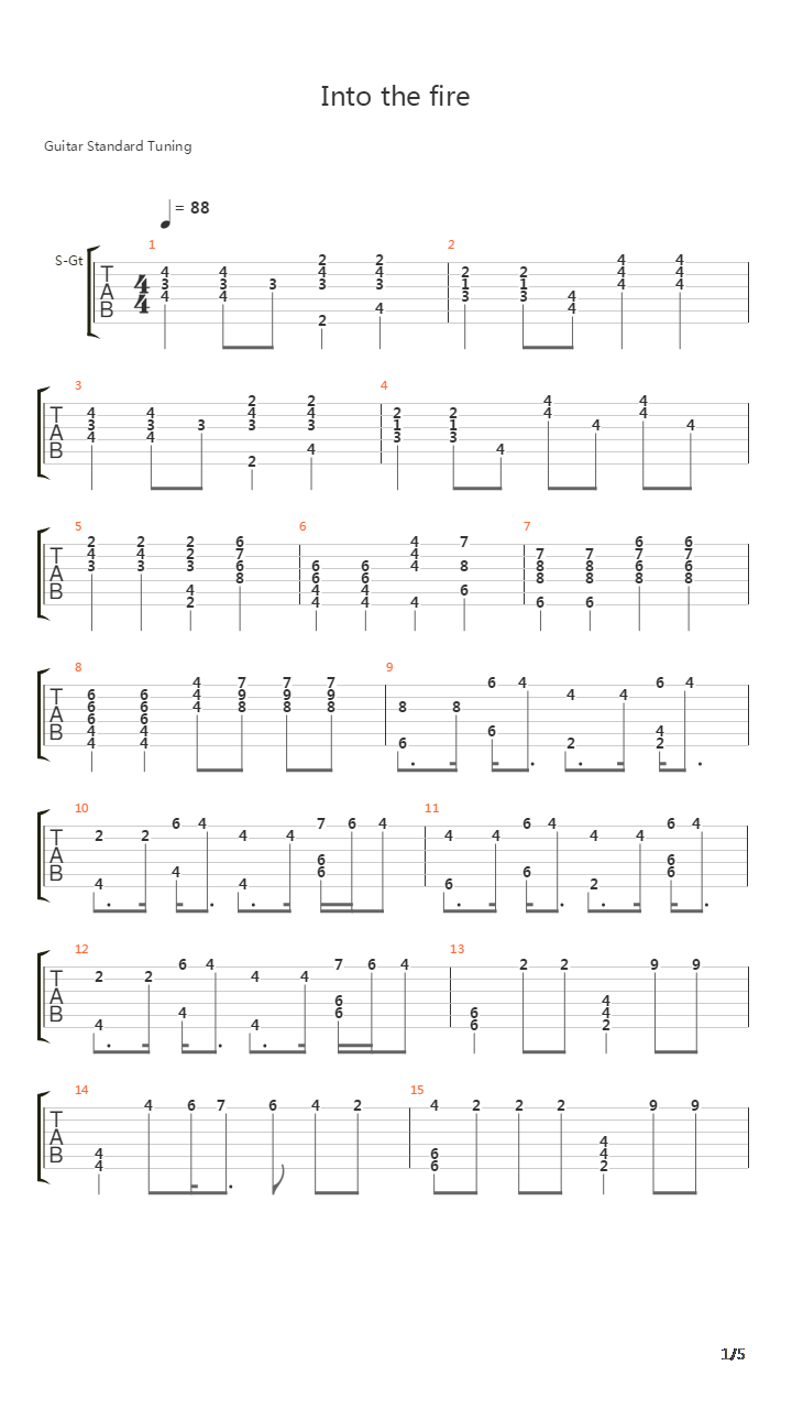 Into The Fire吉他谱