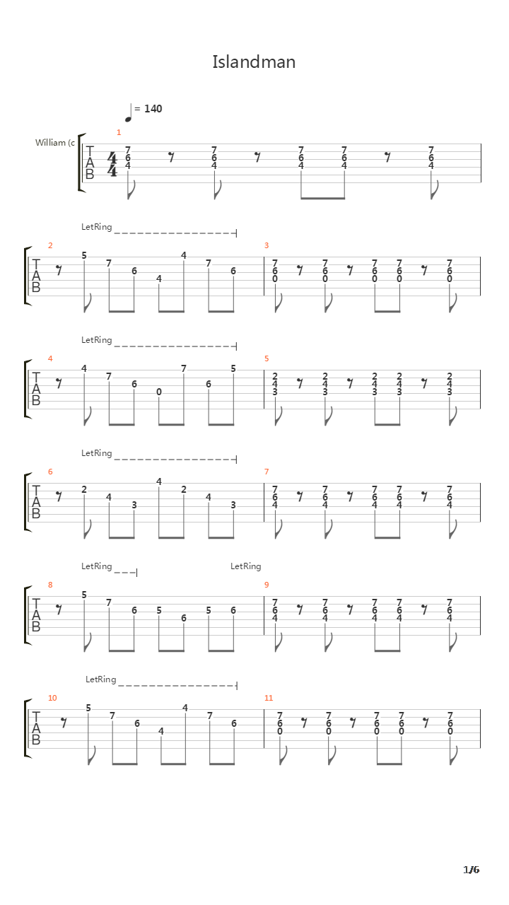 Islandman吉他谱