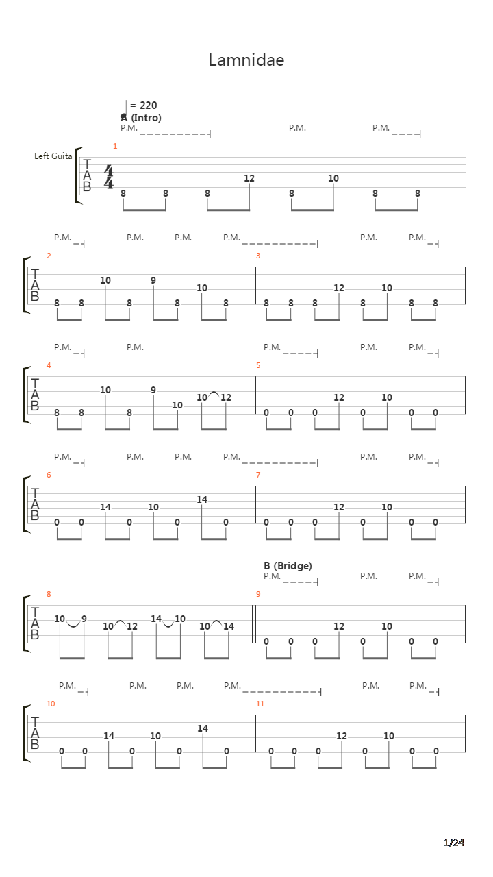 Lamnidae吉他谱