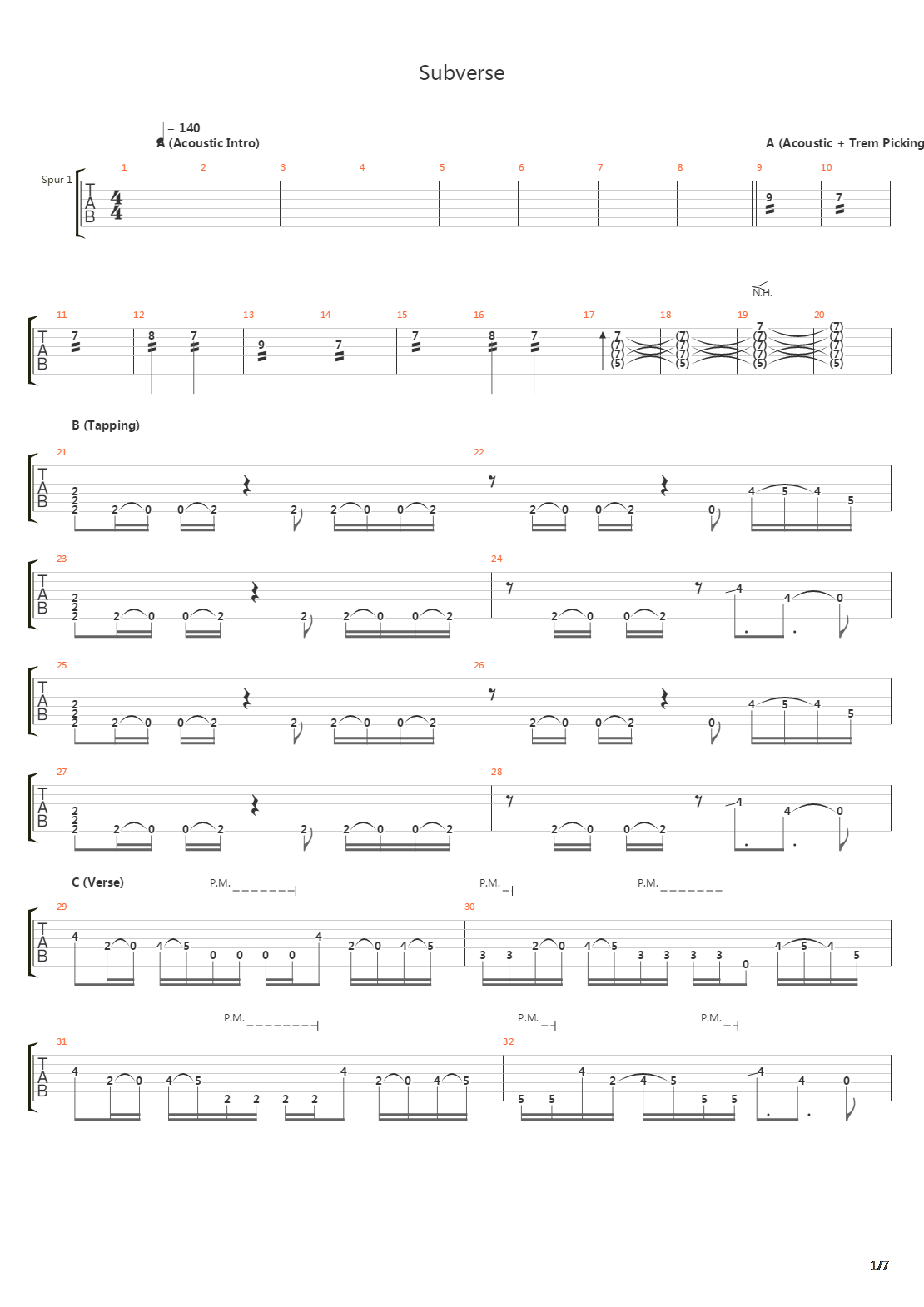 Subverse吉他谱