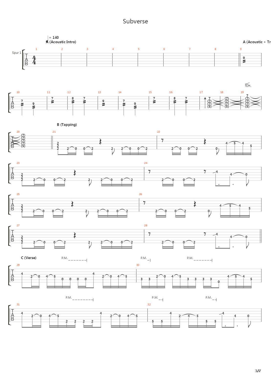 Subverse吉他谱